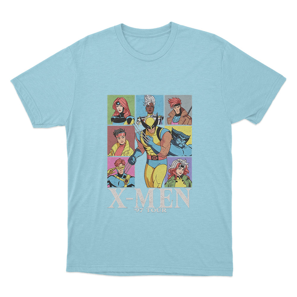 X-Men '97 Group Tour Unisex T Shirt Sky Blue X Men 97 Group Tour Unisex T Shirt Sky Blue