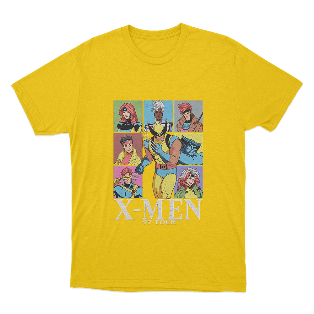 X-Men '97 Group Tour Unisex T Shirt Yellow X Men 97 Group Tour Unisex T Shirt Yellow